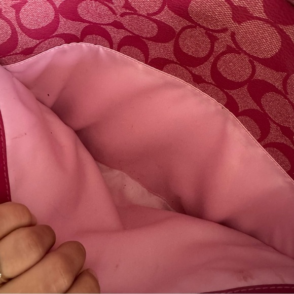 Coach Y2K Chelsea Heritage Stripe Tote Pink/White Genuine - Picture 11 of 15